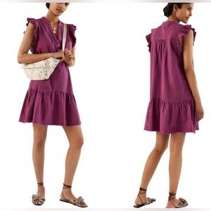 PILCRO By Anthropologie Flounced Tunic Dress Drop waist Berry Pink 1X